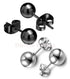2 Pairs 316L Surgical-Steel Black & Silver Round Ball Men & Women Stud Earrings